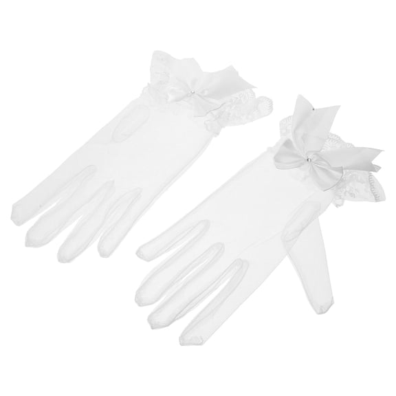 UPOUART 1Pair White Lace Gloves for Wedding Bridal Dress Up Short Lace Gloves for Banquet and Formal Occasions
