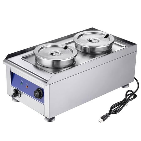 Electric Plate Warmer - Yescom 1200W Commercial Food Warmer with Dual 7L Pots Countertop Steam Table