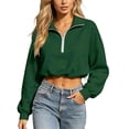 thumbnail image 2 of YanHoo Womens Cropped Sweatshirts Quarter Zipper Lapel Pullover Tops Classic Fit Long Sleeve Sweatshirt, 2 of 8