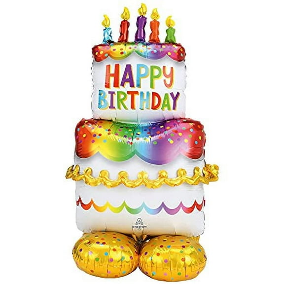 Birthday Cake Airloonz Foil Balloon, Multicolor, 53"