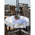 thumbnail image 2 of Outdoor Tablecloth with Umbrella Hole Zipper Hydrangea Striped Round Tablecloth 54" Waterproof Outside Table Cloth Vintage Floral Botanical Patio Table Cover Tablecloths for Picnic Party, 2 of 8