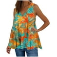 thumbnail image 2 of QUNYINEY V Neck Womens Tank Top Sleeveless Hawaiian Camisole Casual Tops Summer Loose Pleated Tank Tops, 2 of 5