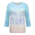 thumbnail image 3 of KBODIU Womens Plus Size T-Shirts Gradient Tie-Dye Print Casual Blouses Tops Oversized 3/4 Sleeve Round Neck Loose Fit Blouses Fall Clothes Basic Pullover, 3 of 4