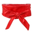 thumbnail image 3 of Cinturón de cintura ancha Zulema con lazo de piel sintética suave Boho rojo, 3 of 8