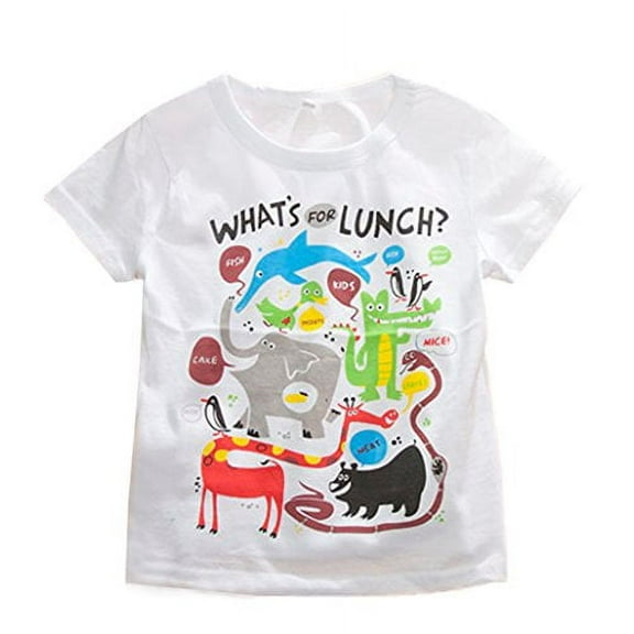 StylesILove Cute Graphic Print Boy T-shirt, 6 Designs (4-5 Years, Animals White), Tag Size:110