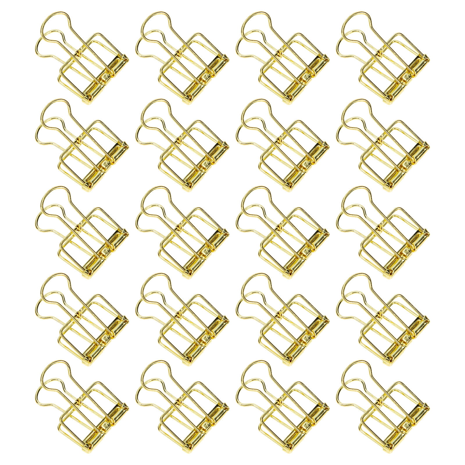 WEAVILUX Heavy Duty Binder Clips Golden Stainless Steel 20Pcs 1.1x0.7in