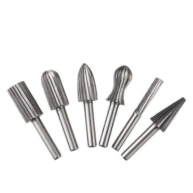 6pcs Double Cut Tungsten Rotary Burr Set 6.35mm Shank Tungsten File Bits