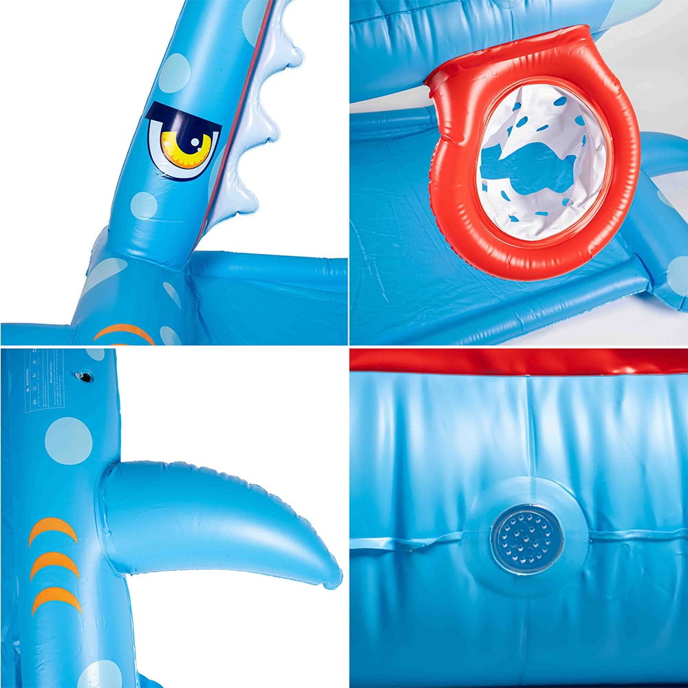 Zone Tech Giant Inflatable Shark Sprinkler Splash Pad with Basketball Hoop and Water Toys - Fun Sprinkler Summer Outdoor Game