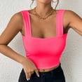 thumbnail image 4 of Women's Square Neck Sleeveless Double-Layer Tank Tops Basic Tight T Shirts, 4 of 9