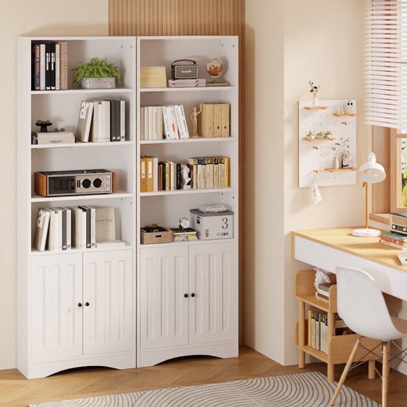 Asofer Bookshelves and Bookcases with Adjustable Shelves, Wall Shelf Organizer Display Stand for Home, Office, Study