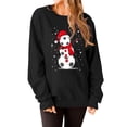 thumbnail image 3 of QAFOPEH Women Christmas Graphic Printed Crew Neck Long Sleeve Solid Color Top, 3 of 7