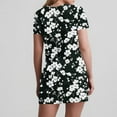 thumbnail image 5 of Uaswgudfs Women's Short Sleeve V-Neck Midi Dress​ - Summer Casual Floral Embellishment & Pockets, Knee-Length Soft Fabric & Versatile Style Black L, 5 of 7
