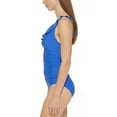 thumbnail image 2 of DKNY Women's Ruffle Plunge Underwire Tummy Control One-Piece Swimsuit Lapis, 8, 2 of 3