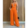 thumbnail image 3 of ChicMe Jumpsuits For Women Gold Ring Spaghetti Strap Cut-Out Waist Backless Wide Leg Jumpsuit Elegant Party Womens Rompers Orange-S, 3 of 8