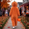 thumbnail image 6 of Unisex Adult Pumpkin Onesie Pajamas, Pumpkin Onesie Pajamas Plush Jack-O-Lantern One-Piece Hooded Jumpsuit, Halloween Big Mouth Monster Sleepwear, 6 of 12