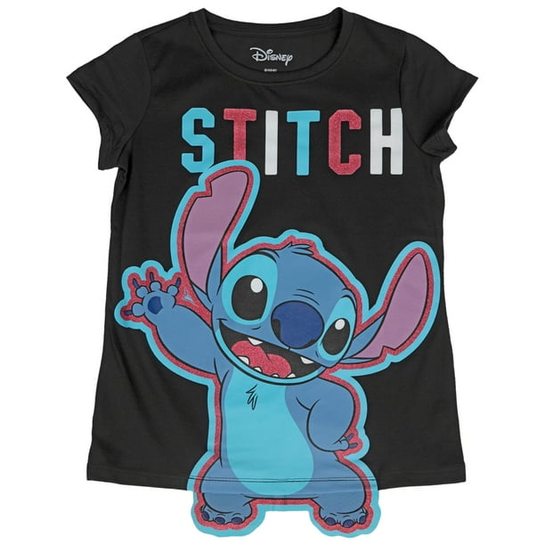Disney Lilo et Stitch Contour coloré avec texte T-shirt pour filles 