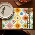 thumbnail image 4 of Pioneer Flower Floral Print Pattern Summer Placemats Table Placemats Set Of 6-Linen Kitchen Washable Placemats Table Mats 12x18 Inch Non-Slip Heat Resistant, 4 of 5