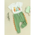 thumbnail image 3 of Bslissey Toddler Little Boys Summer 2Pcs Outfits Dinosaur Print Short Sleeve T-shirt Tops + Elastic Waist Shorts 18M 24M 3T 4T 5T 6T Kids Casual Long Pants Sets, 3 of 9
