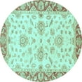 thumbnail image 1 of Ahgly Company Indoor Round Oriental Light Blue Traditional Area Rugs, 8' Round, 1 of 4