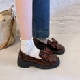 thumbnail image 5 of Miluxas Women's Leather Platform Loafers with Bow - Chunky Trendy Slip-On Dress Shoes for Work & Casual Wear Brown 7.5(40), 5 of 9