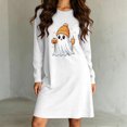 thumbnail image 7 of Taqqpue Womens Cotton Sleep Dress Long Sleeves Crew Neck Halloween Skeleton Print Loose Knee Length Nightshirt Casual Oversized Lounge Pullover Nightgown for Women Plus Size, 7 of 7