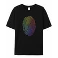 thumbnail image 7 of Colorful Fingerprint Men's T Shirts T-Shirt for Men Crew Neck Tees Cotton Tops, Black, M, 7 of 7