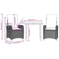 thumbnail image 4 of vidaXL 3 Piece Garden Dining Set with Cushions Grey Poly Rattan, 4 of 5