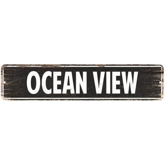 Ocean View Vintage Look Gift Metal Sign Chic 4x18 104180008099