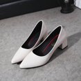thumbnail image 4 of HSMQHJWE Low Heel Pump Shoes Women's Closed Toe Dressy Pump Formal Block Heeld Shoes for Party Wedding Leather White 8.5, 4 of 6