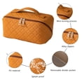 thumbnail image 1 of Difusor De Aceite Esencial Bolsa de cosméticos de PU Caja de maquillaje a cuadros de gran capacidad para regalos navideños (Camello) Likrtyny Cuidado Belleza, 1 of 9
