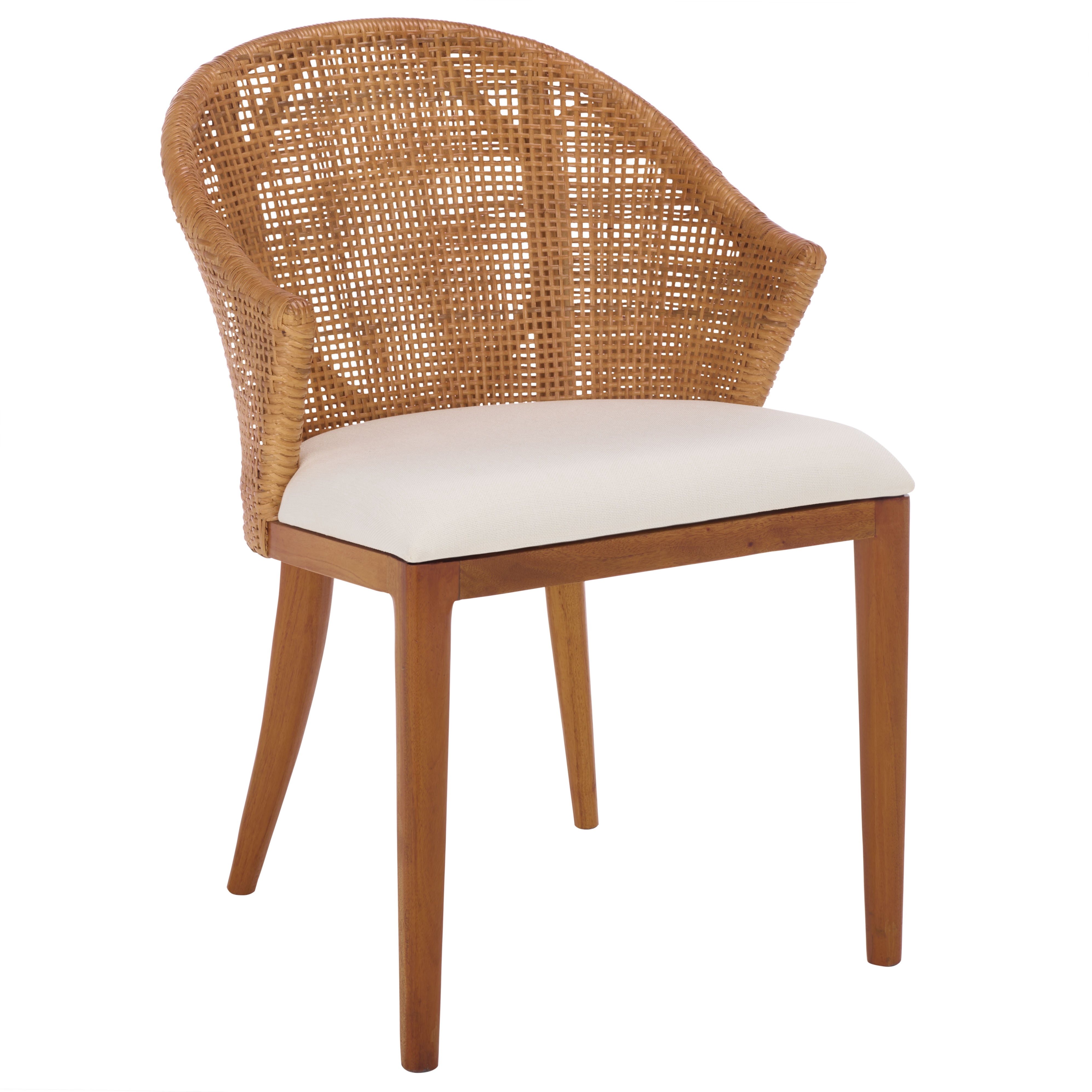 Safavieh Mura Modern Wood and Rattan Dining Arm Chair, Honey/ Ivory