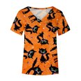 thumbnail image 4 of Blusa de camiseta informal con estampado de manga corta y cuello en V de verano para mujer a la moda Fridja  zx3724, 4 of 5