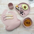 thumbnail image 6 of Rainbow & Butterflies |7 Piece| Silicone Baby Feeding Set – |Bib, Suction Bowl, Training Cup, Sectional Suction Plate & Lid, Spoon & Fork| – Food Grade Silicone, BPA Free, 6 of 8