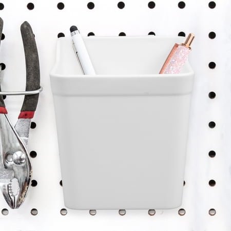 Luxshiny 6Pcs White Pegboard Storage Bins with Durable ABS Material for Garage and Craft Room