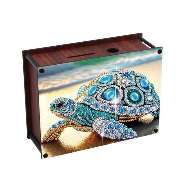 DIY Diamond Painting Money Box Kit, Turtle 5D Handcrafted Artistic Coin Storage Jar, Birthday and Christmas Gift