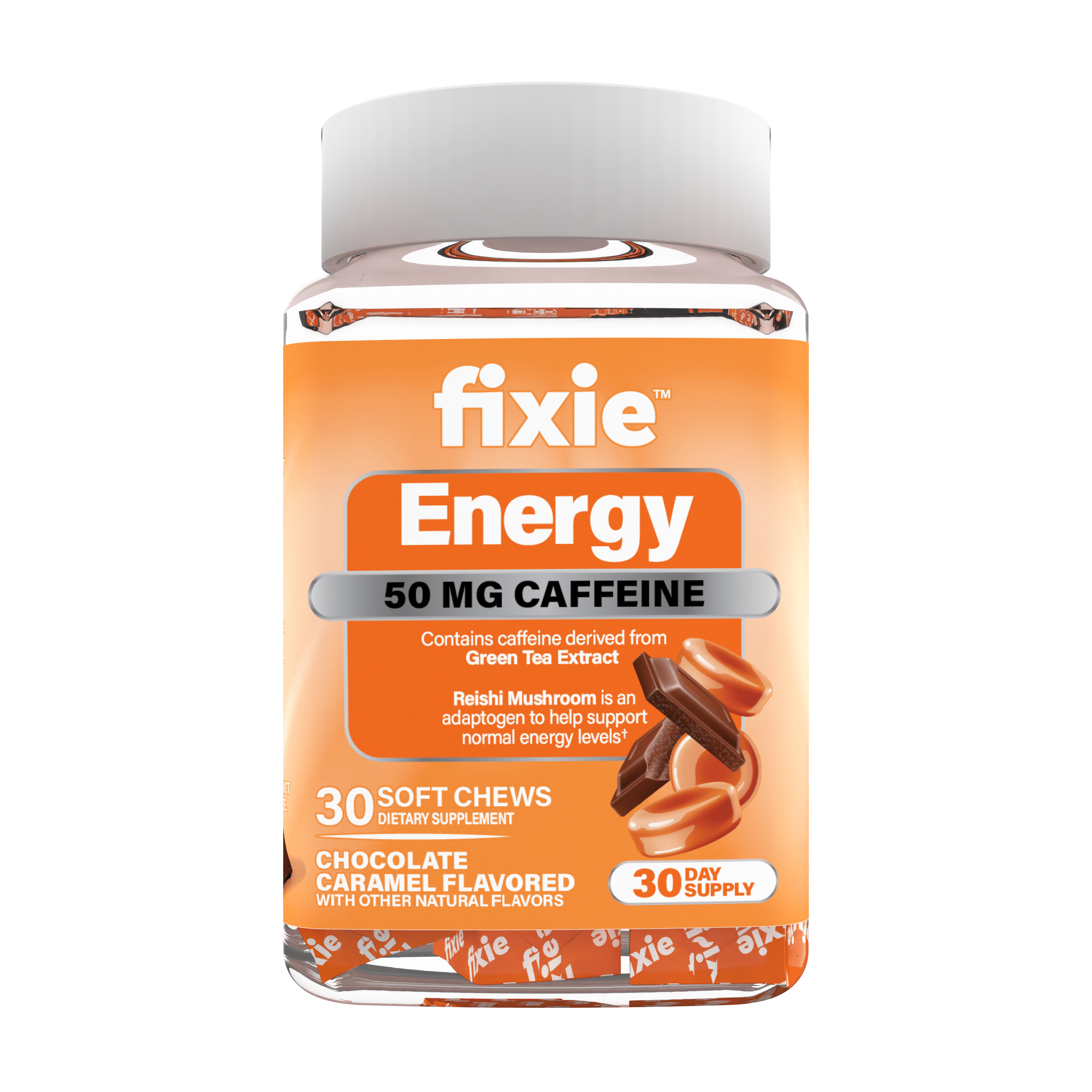 (6 pack) fixie Soft Chews Energy 50mg Caffeine, 30 chews