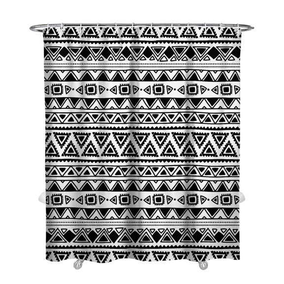 Artistic Tribal Print Shower Curtain 72x84 Inches, Quick-Dry Polyester with Plastic Hooks, Boho Chic Ethnic Earthy Style Bathroom Decor
