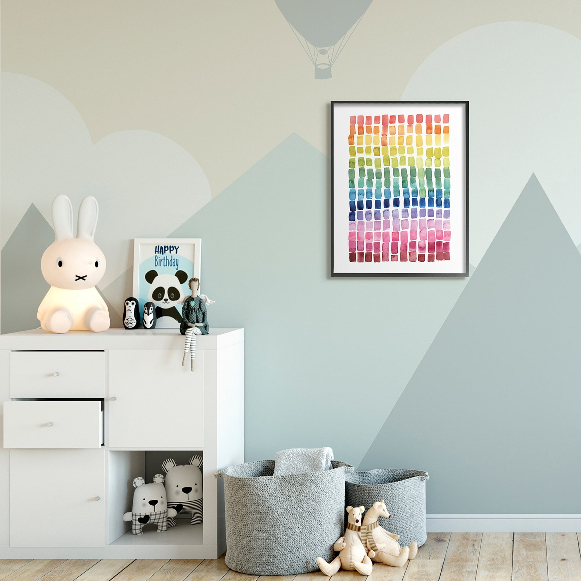 Stupell Industries Modern Rainbow Abstraction Geometric Block Tiles,24 x 30,Designed by Grace Popp