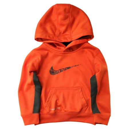 Nike Therma Fit Boys Orange & Gray Hoodie Sweatshirt Dri-Fit Jacket Size 2T