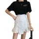 thumbnail image 1 of Ruched Ruffle Mini Skirt High Waist A Line Soft Fashion Elegant Short Ruffle Ruched Bodycon Skirts White M, 1 of 14