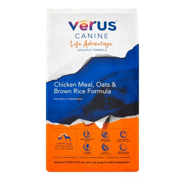 Verus Life Advantage Chicken Meal, Oats & Brown Rice Dry Dog Food, 25