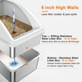 thumbnail image 5 of Stainless Steel Sifting Litter Box for Pine Pellet Litter, XXL Non-Clumping System with Lid for Large Cats, High-Sided, Anti-Leakage Design with Non-Stick Bottom, Silver Gray, 5 of 9