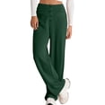 thumbnail image 2 of Womens High Waist Button Stretchy Pants Straight Leg Office Dress Pant Casual Trousers with Pocket Dark Green S, 2 of 8
