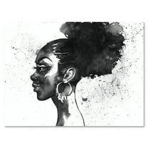 Designart ' Black and White Portrait of African American Woman I ' Modern Canvas Wall Art Print