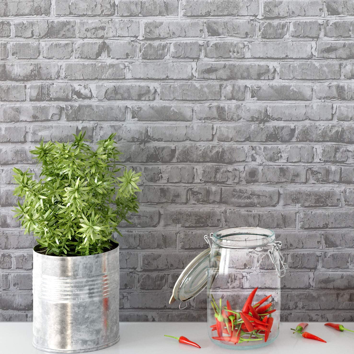 Timeet 3D Brick Wallpaper Peel and Stick Wallpaper Brick Contact Paper 17.7' x 78.7' Removable Wallpaper Self-Adhesive Faux Brick Wallpaper Grey Brick Wallpaper Vinyl Film Roll for Room Decor