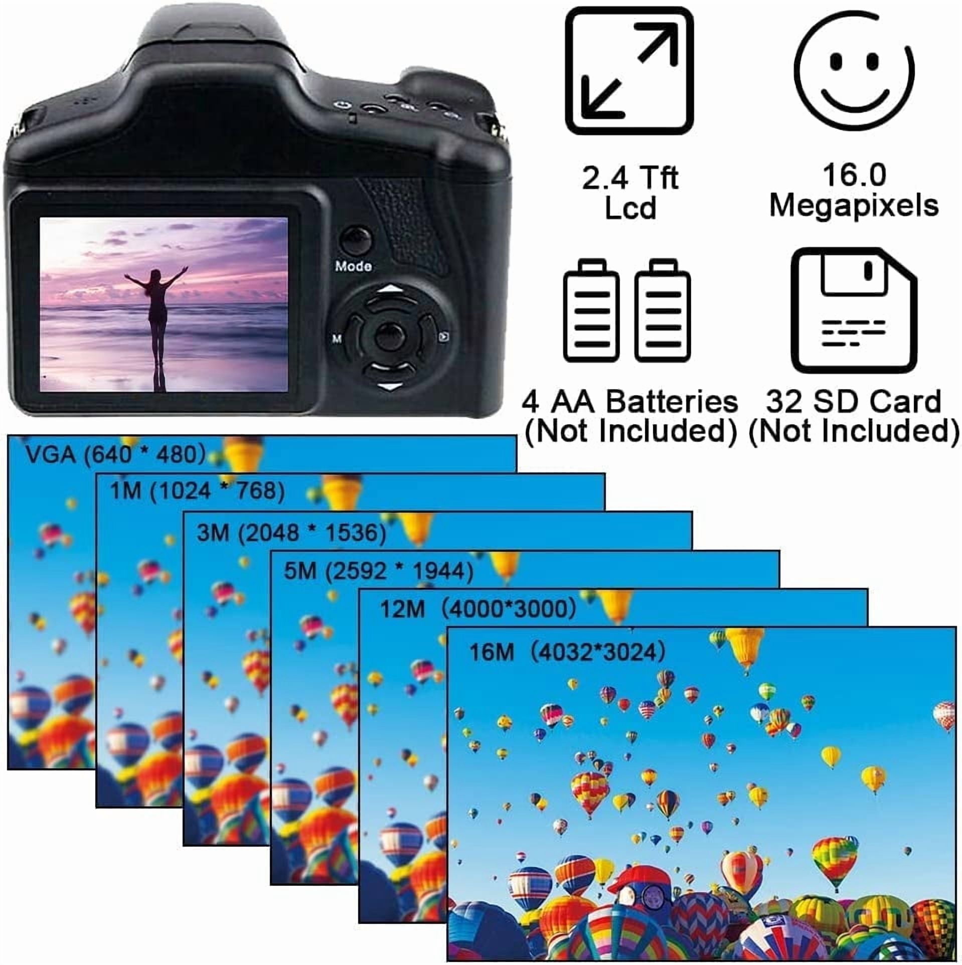 Acuvar Digital Camera 16MP Compact Camera With 16X Zoom, Beginner Camera With 32GB Card For Kids And Adults