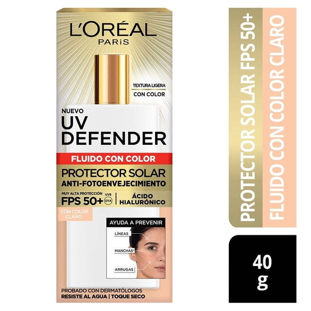 Protector Solar Diario FPS50+ L'Oréal Paris UV Defender Fluido Tono Claro 40 g
