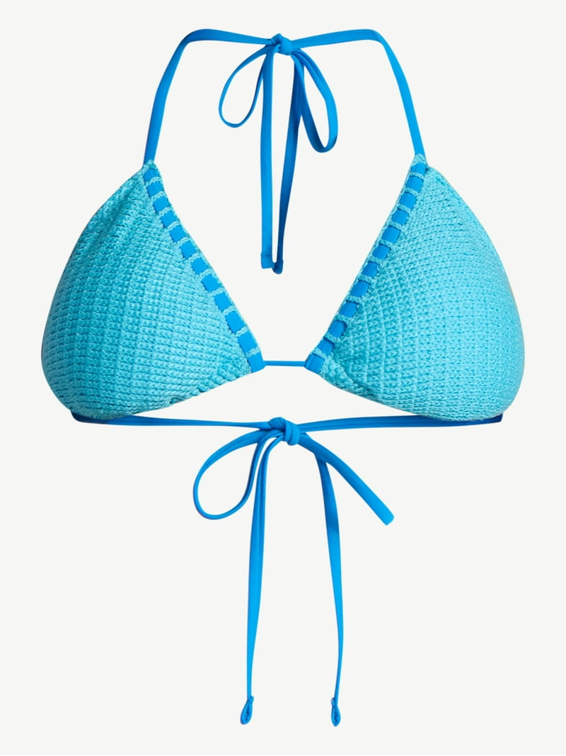 No Boundaries Crochet Triangle Bikini Top, Women's - Walmart.com