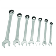 K Tool International 45400 SAE Combination Ratchet Wrench Set for Garages, Repair Shops, and DIY, Chrome Vanadium Steel, 12-point, Laser Engraved, Corrosion/Rust Resistant, 5/16"-3/4", 7-Piece