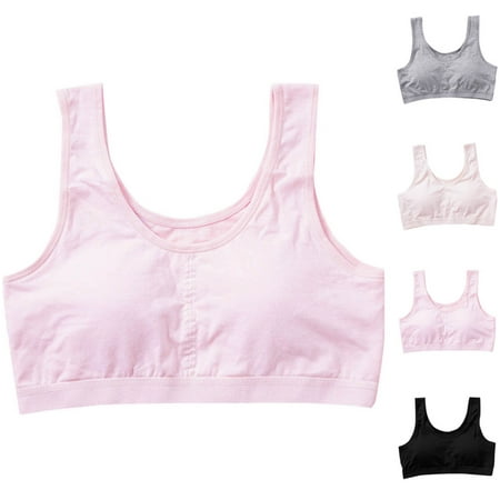 Loopsun 12 to 16 Years Girls Solid Wireless Training Bra Breathable Camisole Pink L